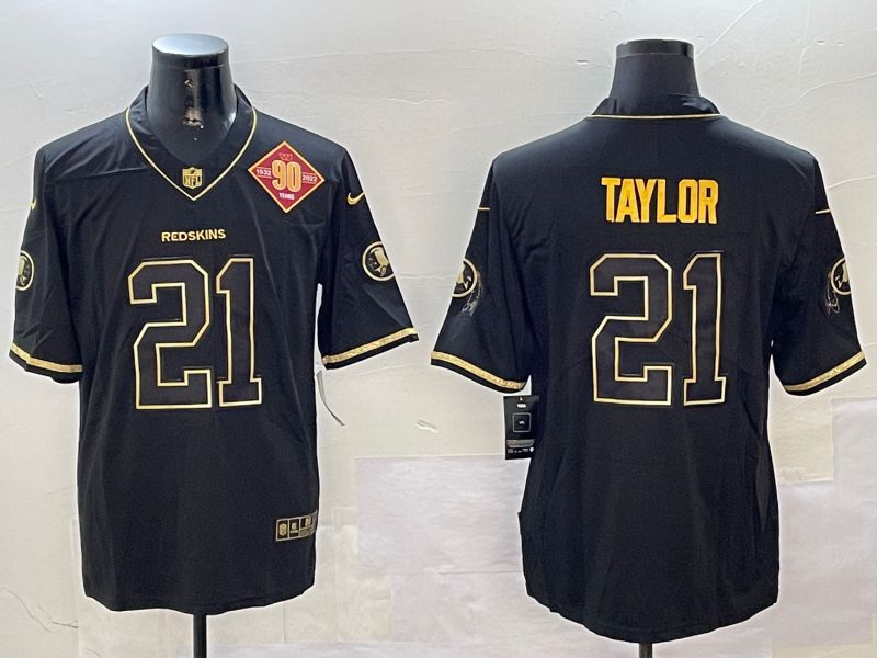 Men Washington Redskins #21 Taylor Black Gold Throwback 2024 Nike Limited NFL Jersey style 3